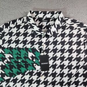 NEW Murano Shirt Men 3XT Tall Button Up Geometric Print White Black Green